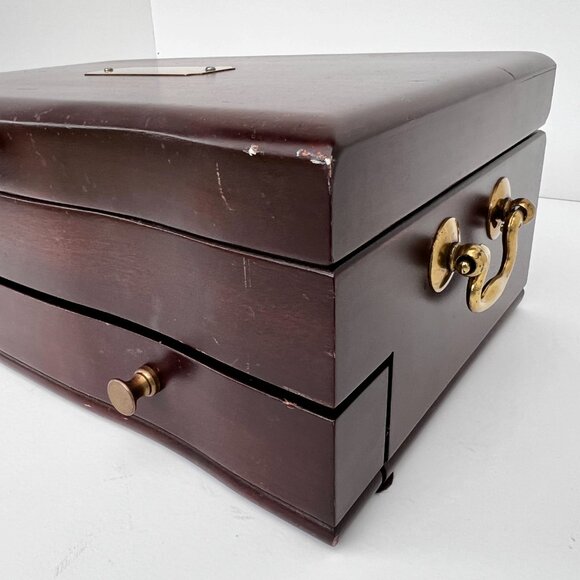 Vintage Reed & Barton / Eureka Manufacturing Company Wooden Jewelry Chest 11"x7" - Picture 10 of 16